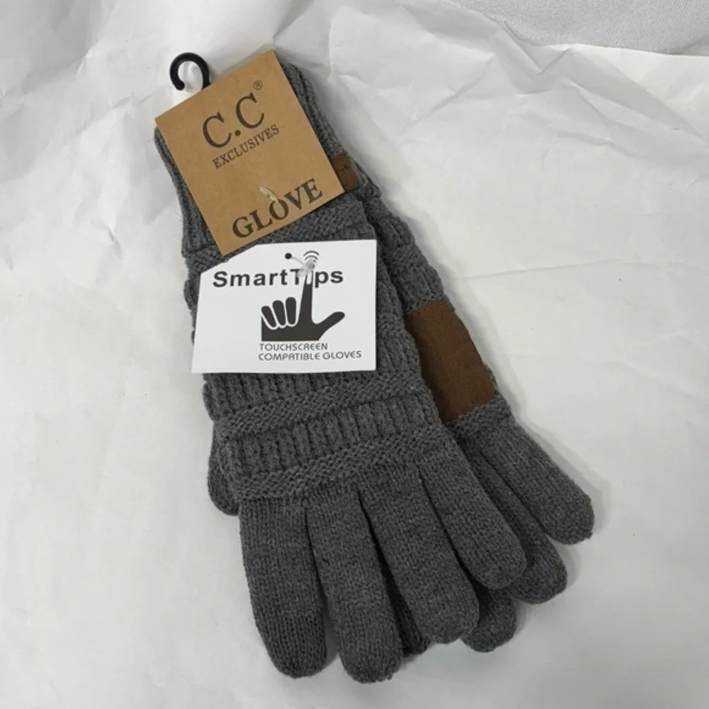 C.C Exclusives slate Gray smart tips Touchscreen compatible leather palm Gloves
